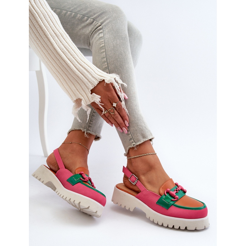 S.Barski Damen-Sandalen mit flachem Absatz und Verzierung Orange D&amp;A MR38-656 1