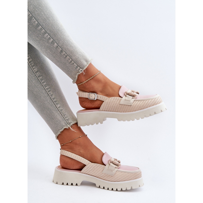 S.Barski Damen-Sandalen mit flachem Absatz und Verzierung Beige D&amp;A MR38-656 1