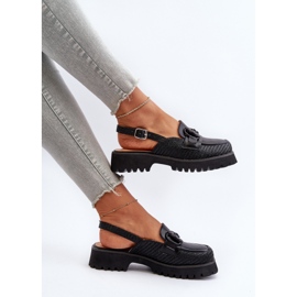 S.Barski Damen-Sandalen mit flachem Absatz und Verzierung Schwarz D&amp;A MR38-656 1