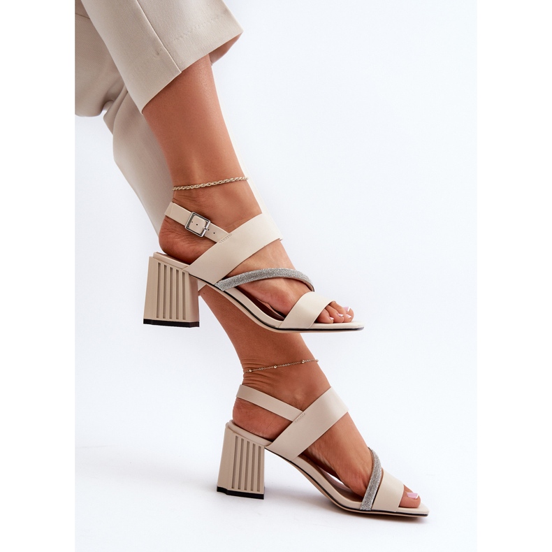 S.Barski Elegante Damensandalen mit hohem Absatz Beige D&amp;A MR38-549 1