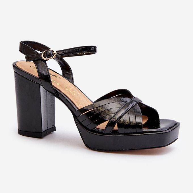 S.Barski Lack-Damensandalen mit hohem Absatz, Schwarz D&amp;A MR38-668 1