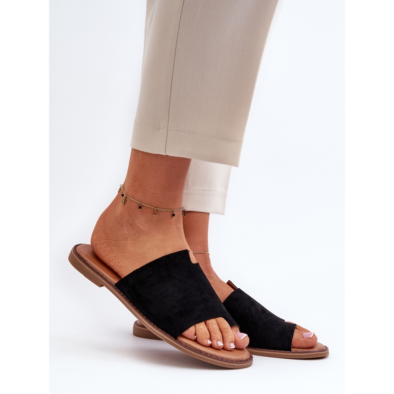 Schwarze Amite-Wildleder-Flip-Flops für Damen 2