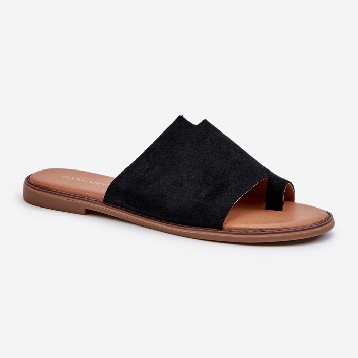 Schwarze Amite-Wildleder-Flip-Flops für Damen 1