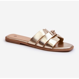 Flache Damen-Flip-Flops mit Goldverzierung Kavinia golden 1