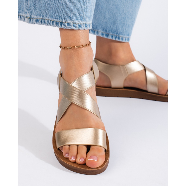 Goldene Slip-on-Sandalen für Damen 2