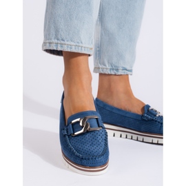 Goodin Durchbrochene blaue Plateau-Loafer 1