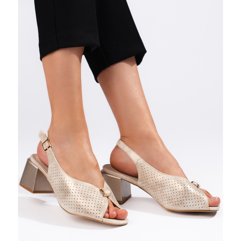 Goodin Elegante goldene Sandaletten mit hohen Absätzen 1