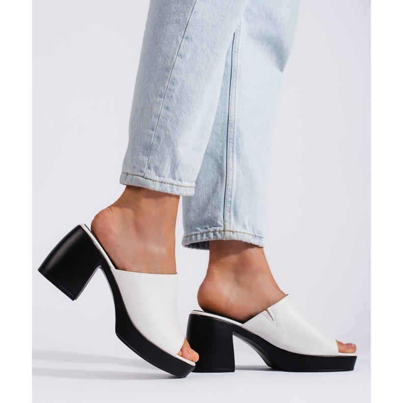 Goodin Weiße Damen-Flip-Flops mit hohen Absätzen 2