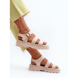Beigefarbene Nicarda-Damensandalen mit dicker Sohle 1