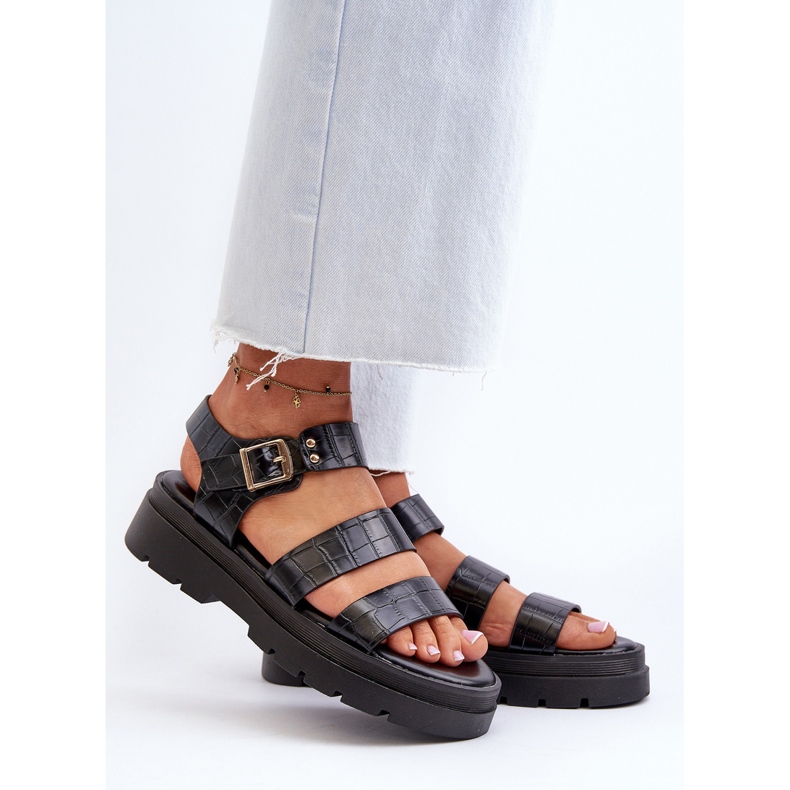 Damensandalen mit dicker Sohle, Black Nicarda schwarz 2