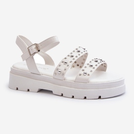 Verzierte Damensandalen aus Öko-Leder in Weiß von Arcida 2