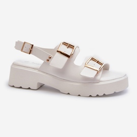 Damen-Sandalen mit Schnallen, Öko-Leder, Weiß, Konanttia 1