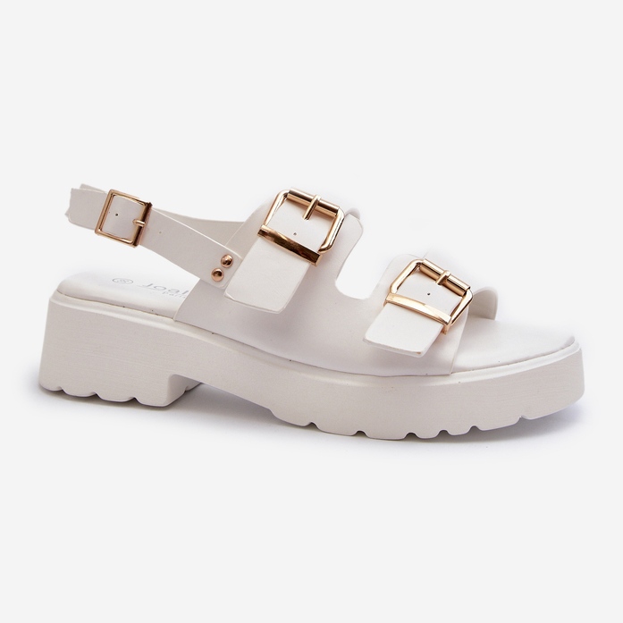 Damen-Sandalen mit Schnallen, Öko-Leder, Weiß, Konanttia 1