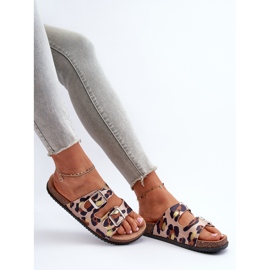 Beige und braune Damen-Flip-Flops mit Schnallen Oliena 1