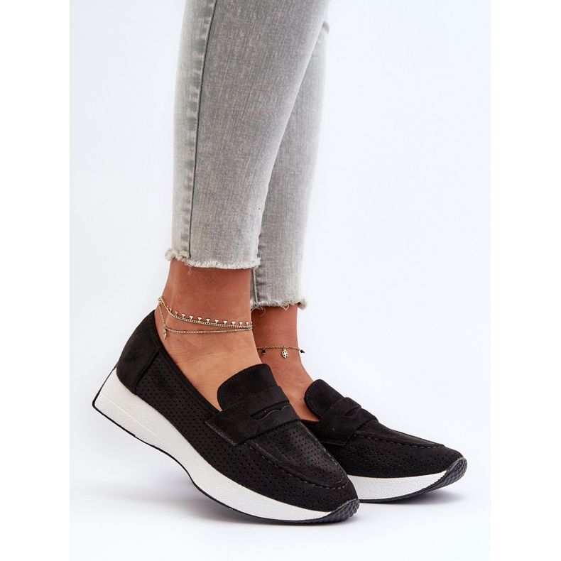 Damen-Mokassins auf der Plattform Eco Wildleder Schwarz Inesqua 2