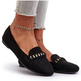 Glänzende Damen-Mokassins mit Kette, Black Aredilla schwarz 9