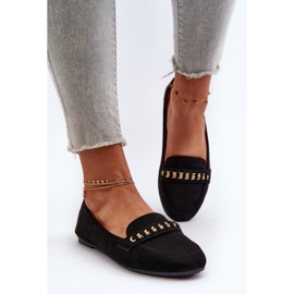 Glänzende Damen-Mokassins mit Kette, Black Aredilla schwarz 4