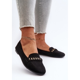 Glänzende Damen-Mokassins mit Kette, Black Aredilla schwarz 3