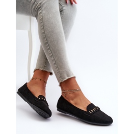 Glänzende Damen-Mokassins mit Kette, Black Aredilla schwarz 7