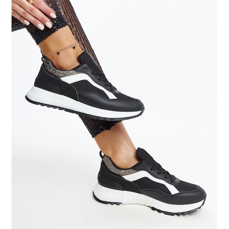 Schwarze Plateau-Sneaker mit Evelia-Glitzer 1