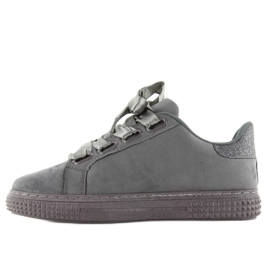 Sneakers aus Satin 16-535 Graue Schnürsenkel 1