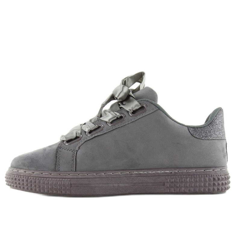Sneakers aus Satin 16-535 Graue Schnürsenkel 1