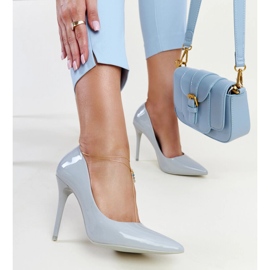 Hellgraue Lack-Stilettos mit Jadoin-Ledereinsatz 1