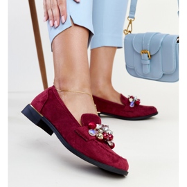 Burgunderrote Mokassins mit Dahera-Dekorationen 1