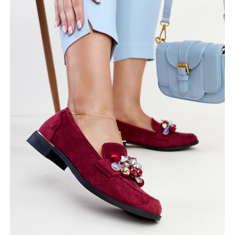 Burgunderrote Mokassins mit Dahera-Dekorationen 1