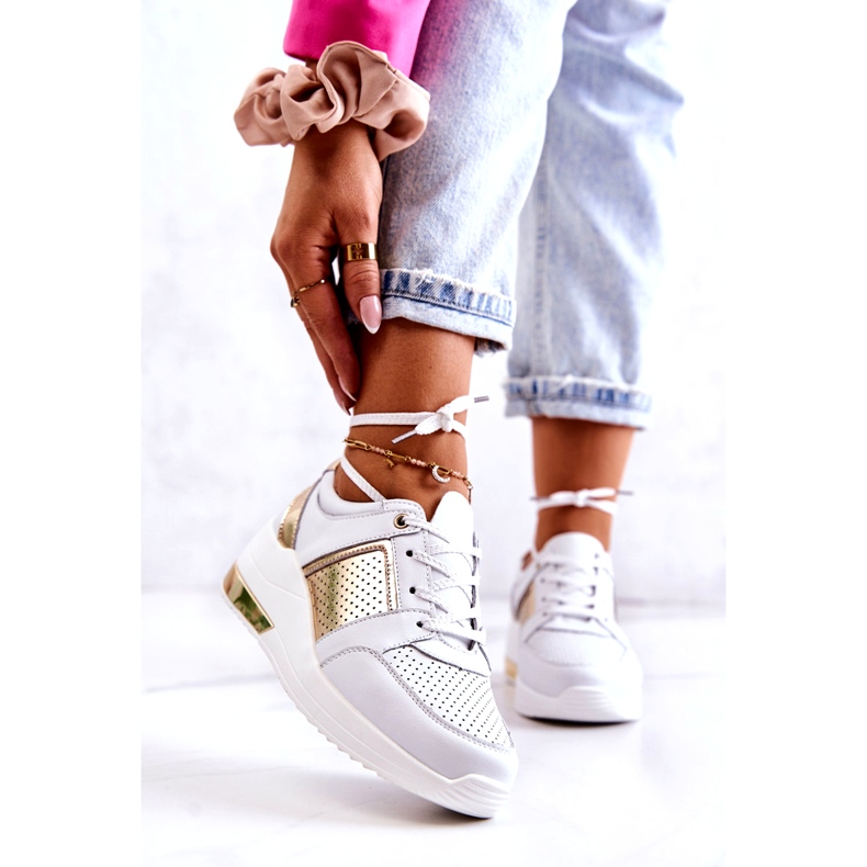 S.Barski Sportschuhe aus Leder für Damen auf einem Keil Weiß Larson 1