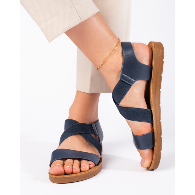Blaue Slip-On-Sandalen für Damen 1