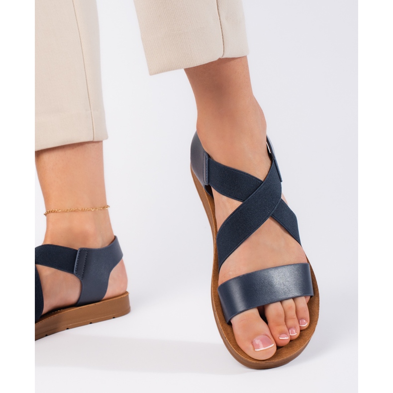 Blaue Slip-On-Sandalen für Damen 2