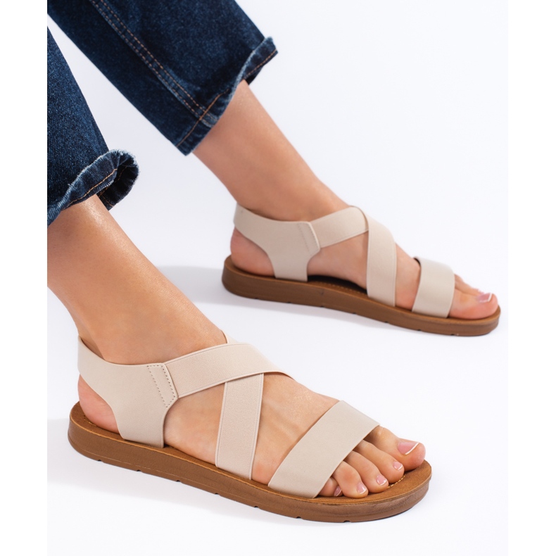 Beigefarbene Slip-On-Sandalen für Damen 1