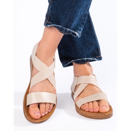 Beigefarbene Slip-On-Sandalen für Damen 2