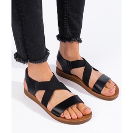 Schwarze Slip-On-Sandalen für Damen 1