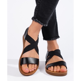 Schwarze Slip-On-Sandalen für Damen 2