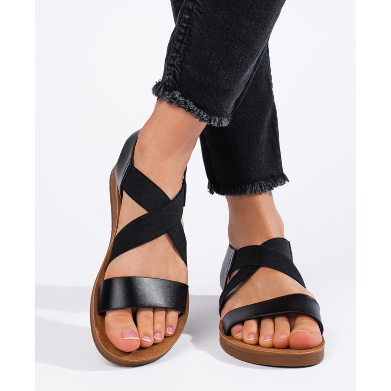 Schwarze Slip-On-Sandalen für Damen 2