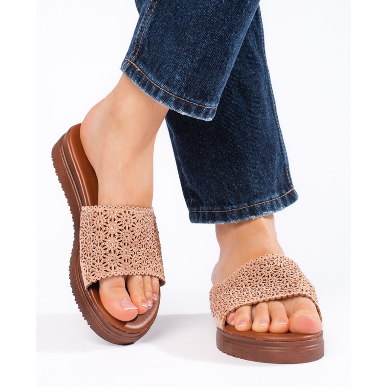 Rosa Plateau-Flip-Flops für Damen 1