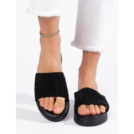 Schwarze Plateau-Flip-Flops für Damen 1