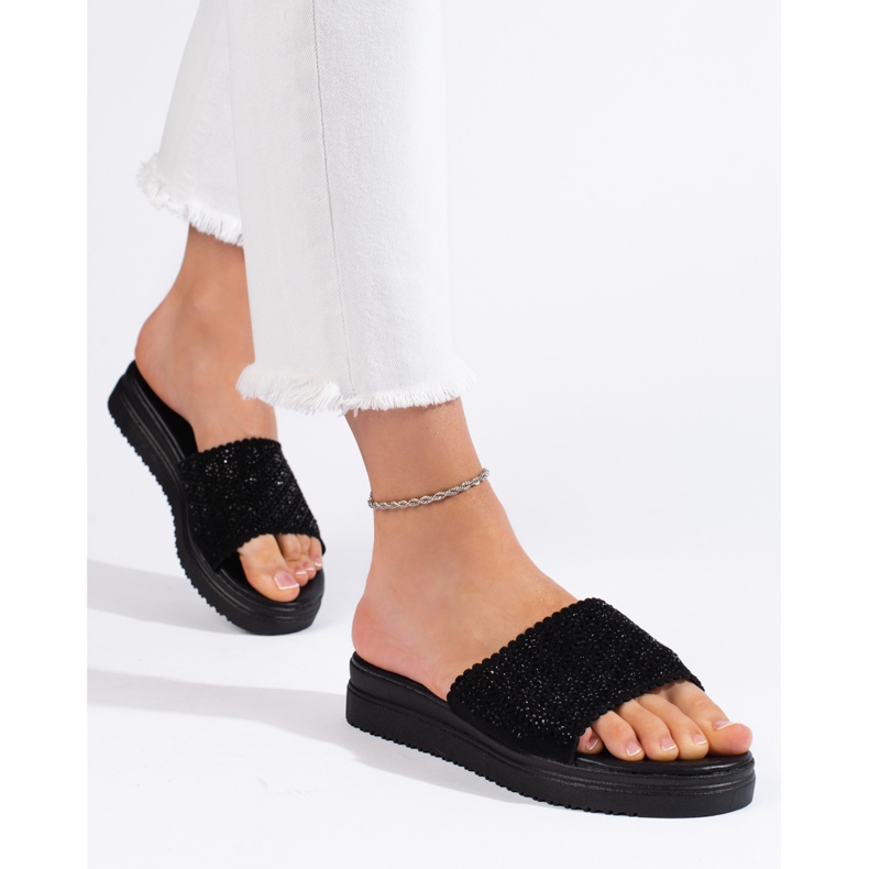 Schwarze Plateau-Flip-Flops für Damen 2