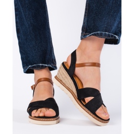 Schwarze Keilsandaletten für Damen 1