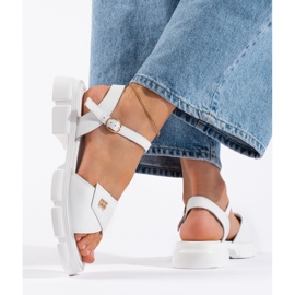 Goodin Bequeme Damensandalen aus weißem Leder 2