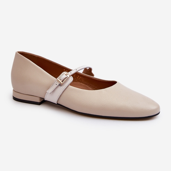 Flache Ballerinas aus Leder für Damen Laura Messi 2774 Beige 1