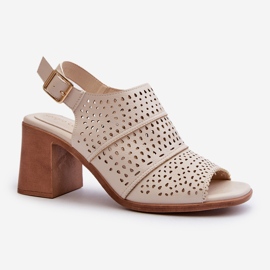 Durchbrochene Sandalen mit hohem Absatz Sergio Leone SK565 Hellbeige 1