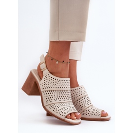 Durchbrochene Sandalen mit hohem Absatz Sergio Leone SK565 Hellbeige 2