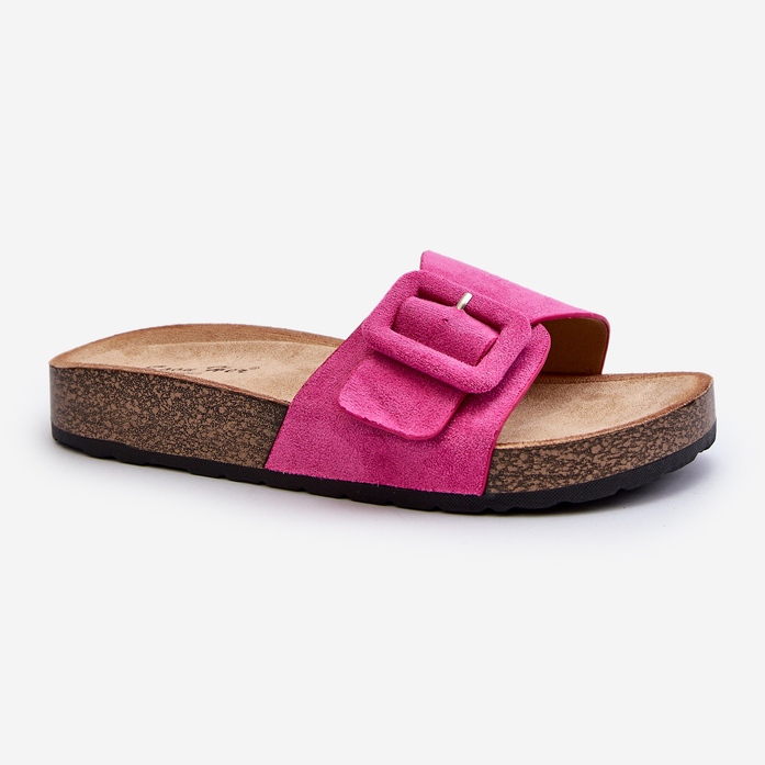 Damen-Flip-Flops mit Schnalle, Eco-Wildleder, Fuchsia, Laeltia rosa 2