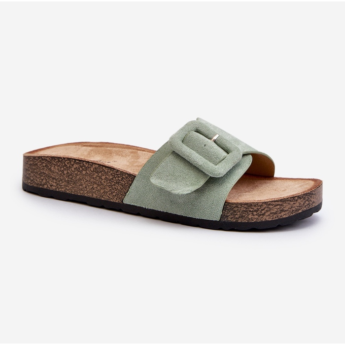 Damen-Flip-Flops aus Öko-Wildleder mit Schnalle, Mint Laeltia grün 2