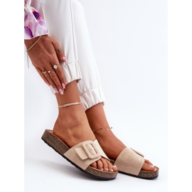 Damen-Flip-Flops mit Schnalle, Eco-Wildleder, Beige, Laeltia 1