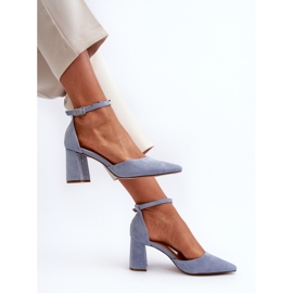 Pumps mit hohem Absatz und spitzer Spitze, Eco-Wildleder, Blue Halene blau 1