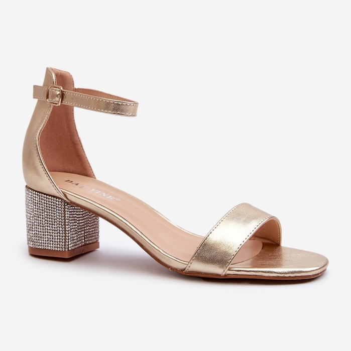 Damensandalen aus Öko-Leder mit verzierten High Heels, Golden Wiatalia 1